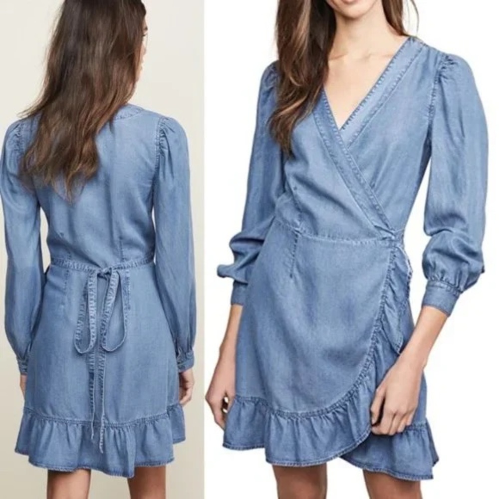 NWT PAIGE Kendry Juno Long Sleeve Denim Wrap Dress